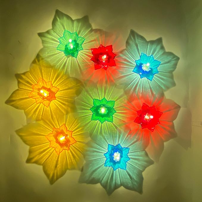 🌸 Colorful Lotus Flower LED Diya Decorative Lights – Set of 6